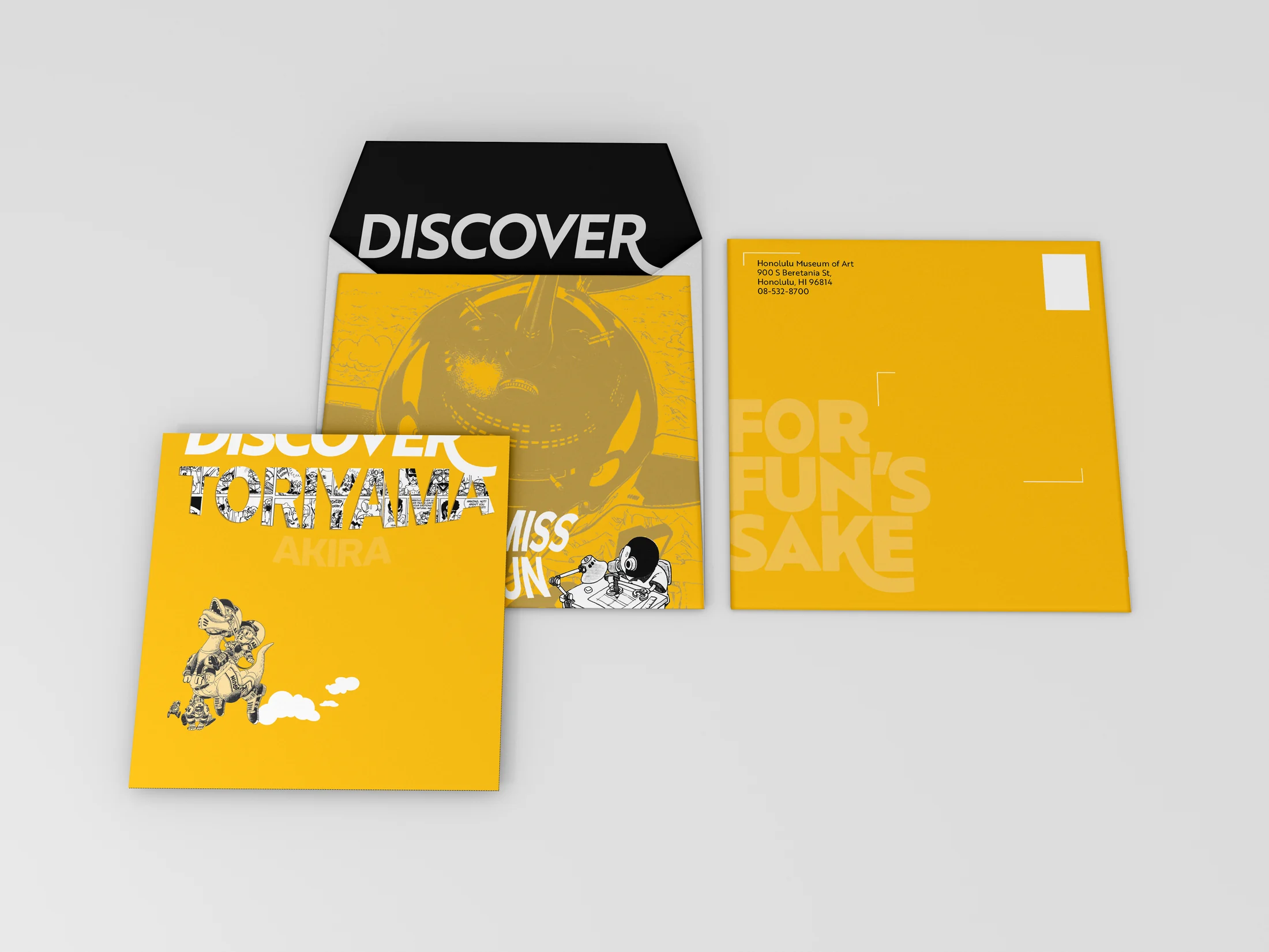 Yellow For Fun's Sake envelope and invitation pieces.