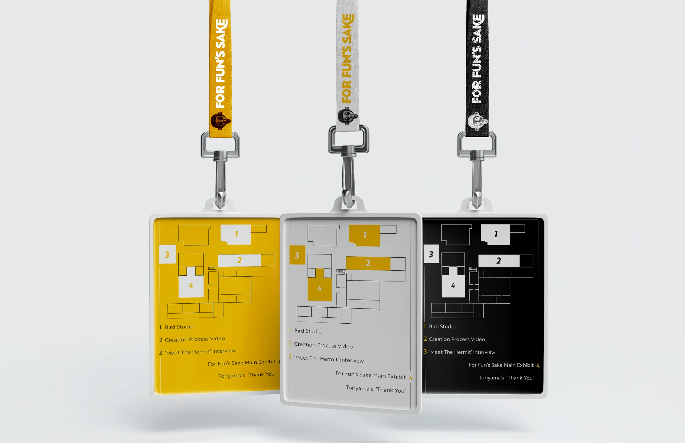 For Fun's Sake badge system shown in yellow, gray, and black.