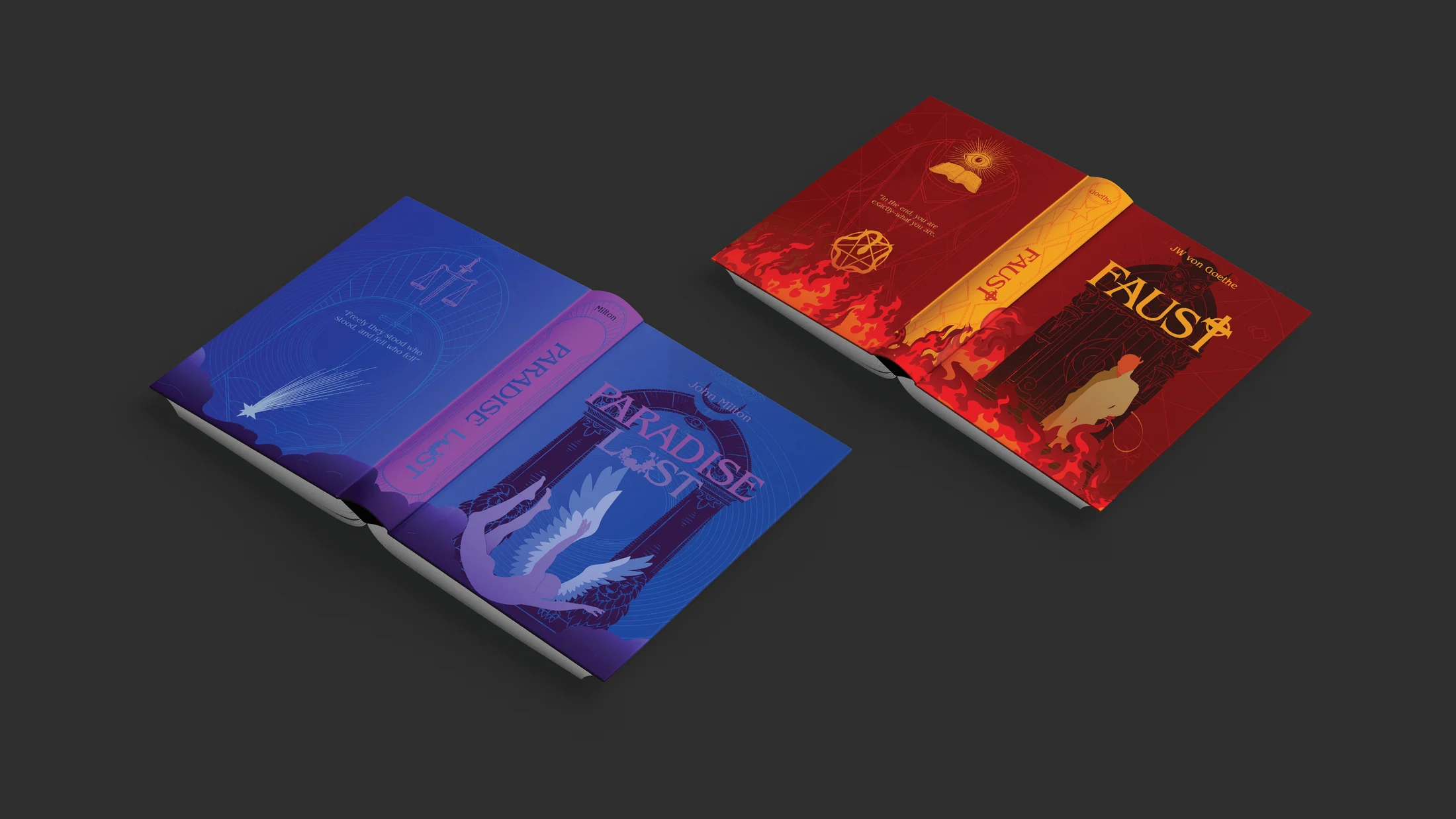 Faust and Paradise Lost books arranged as a coordinated pair.