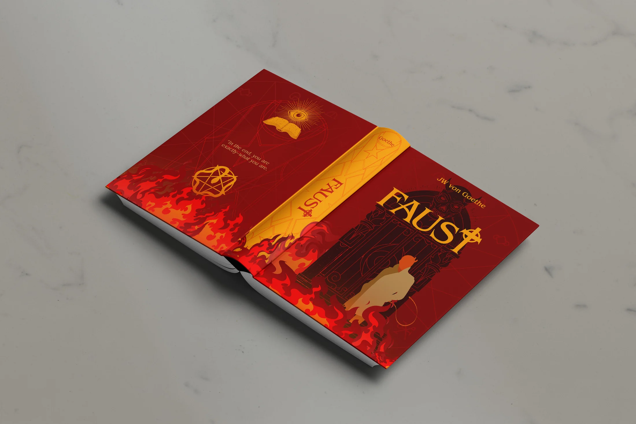 Two Faust cover variations on a light surface.