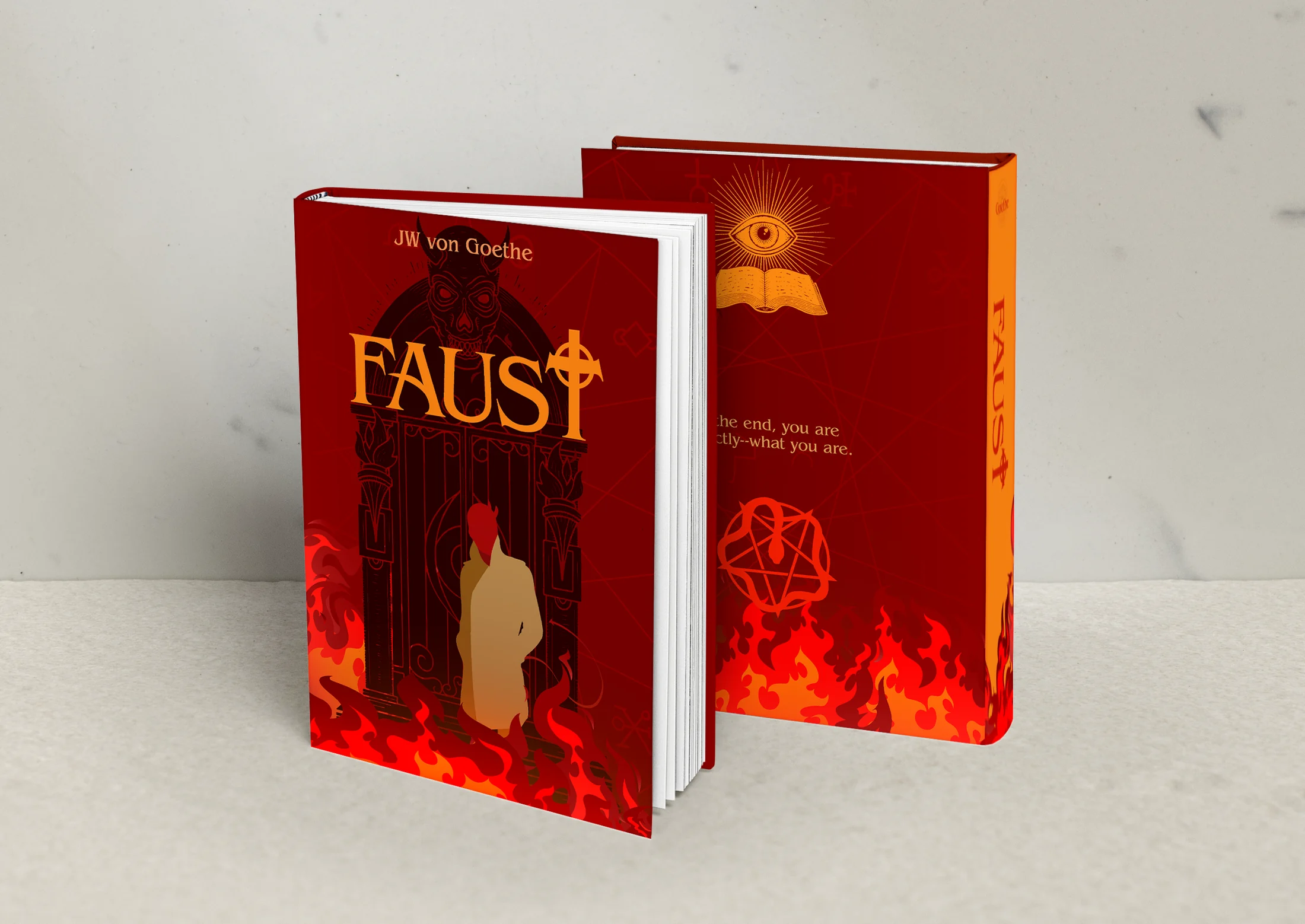 Hardcover Faust mockup showing front and back covers.