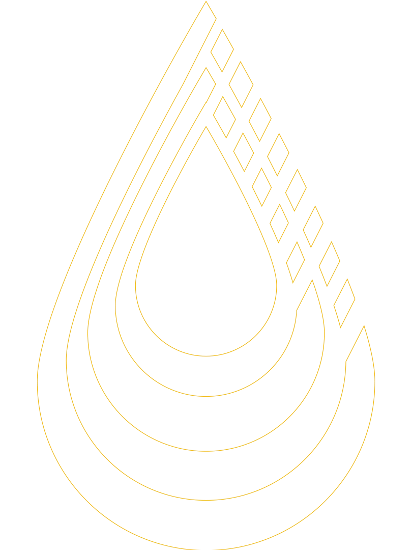 Detailed gold Autolux droplet symbol on black.