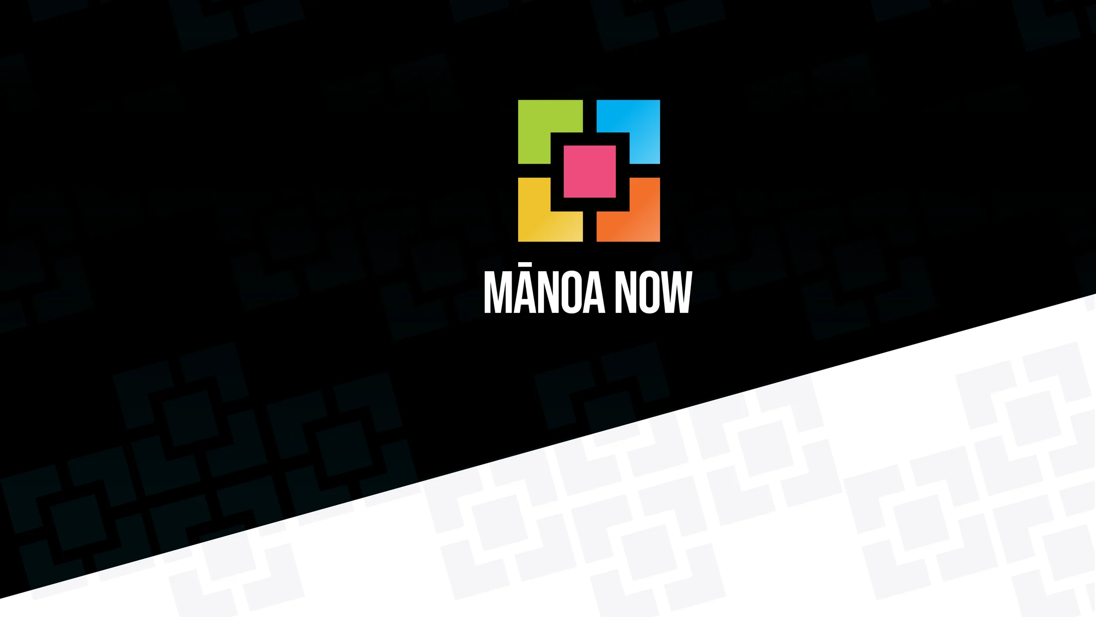 Manoa Now identity lockup on a dark presentation field.