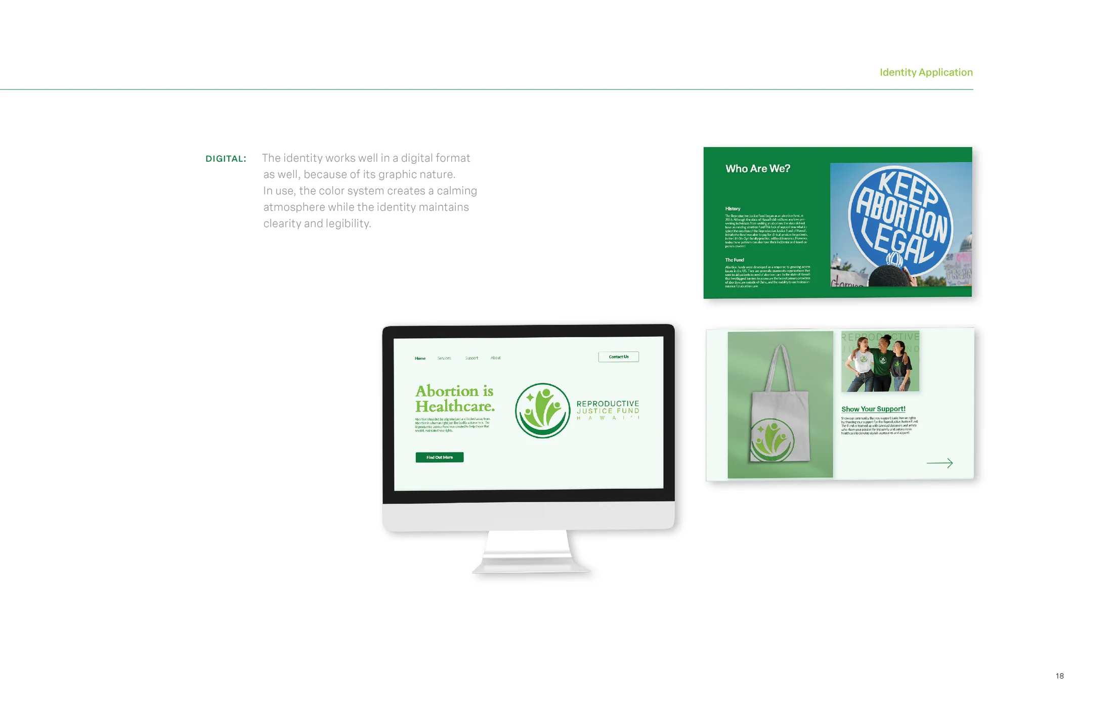 Reproductive Justice Fund website concept on desktop.