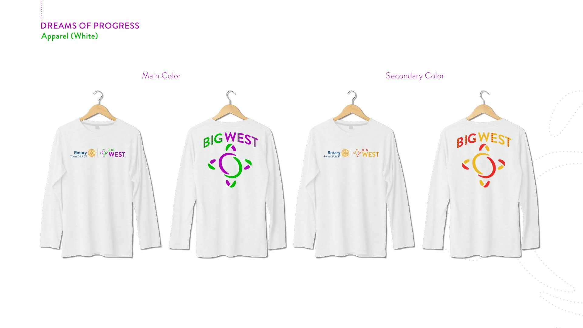 Big West white long-sleeve shirt options.
