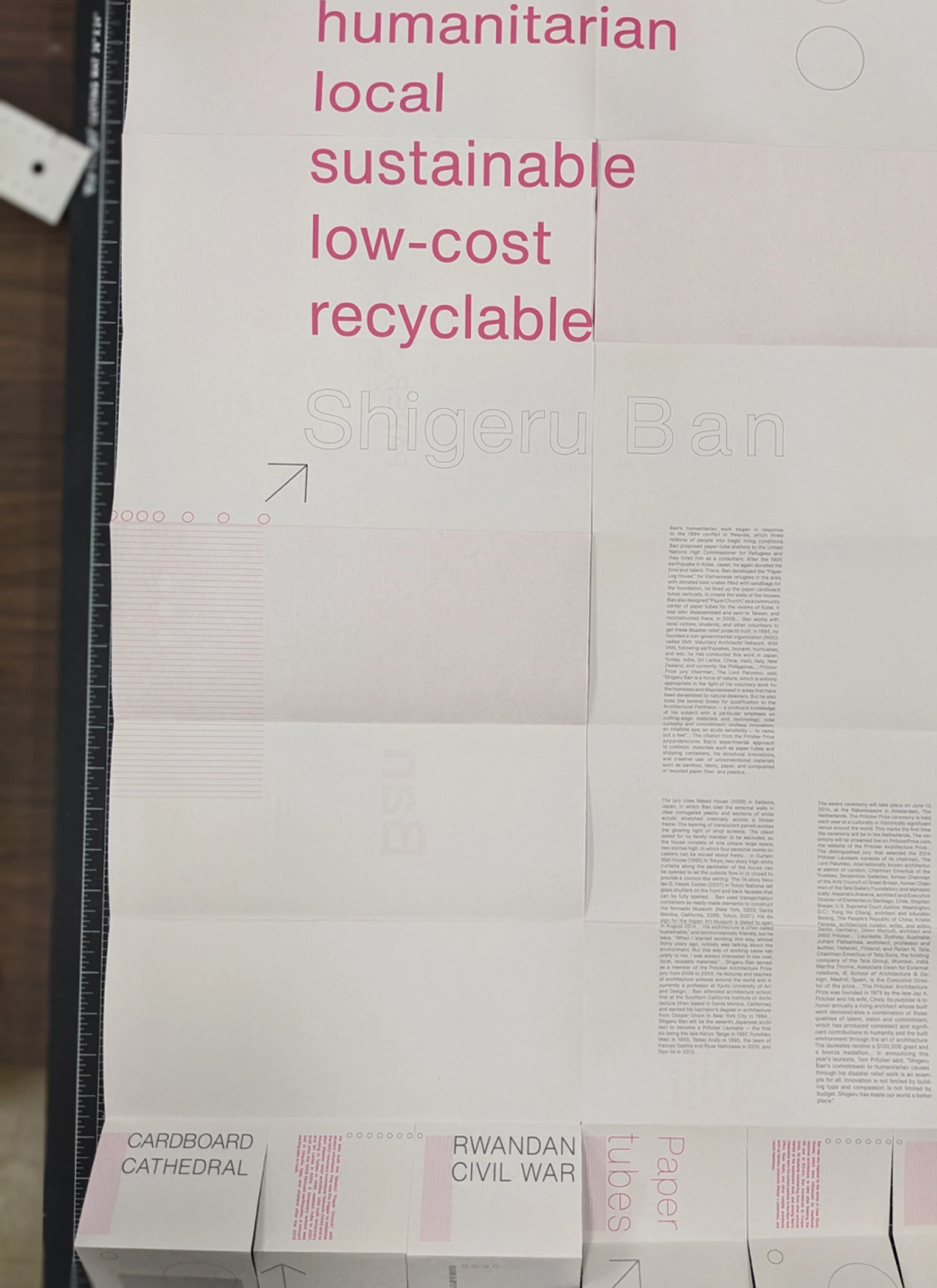 Tall unfolded Paper Palaces sheet with multiple panels and light gray text blocks.