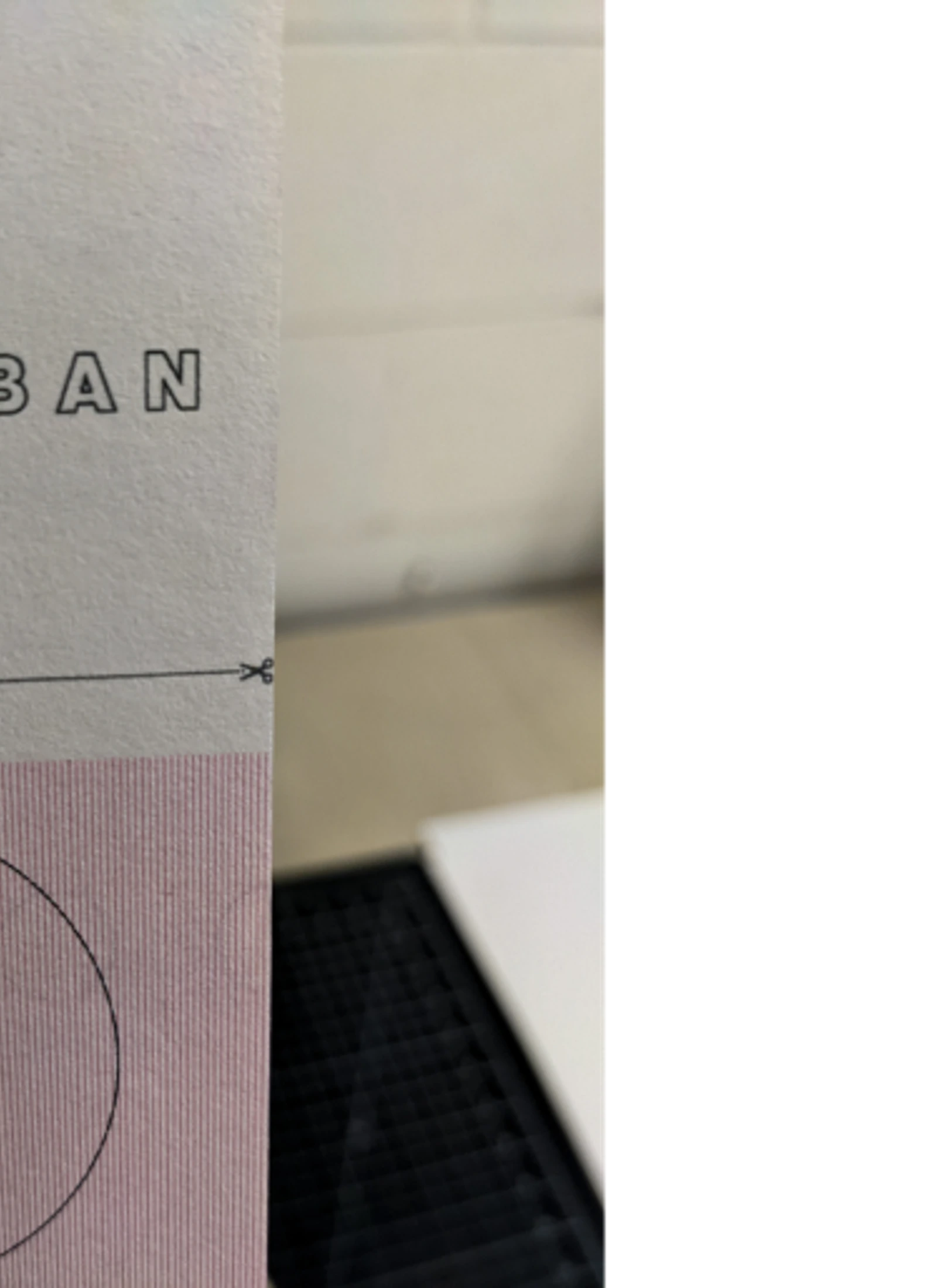 Close detail of a Paper Palaces typographic fold with pale pink rule lines.