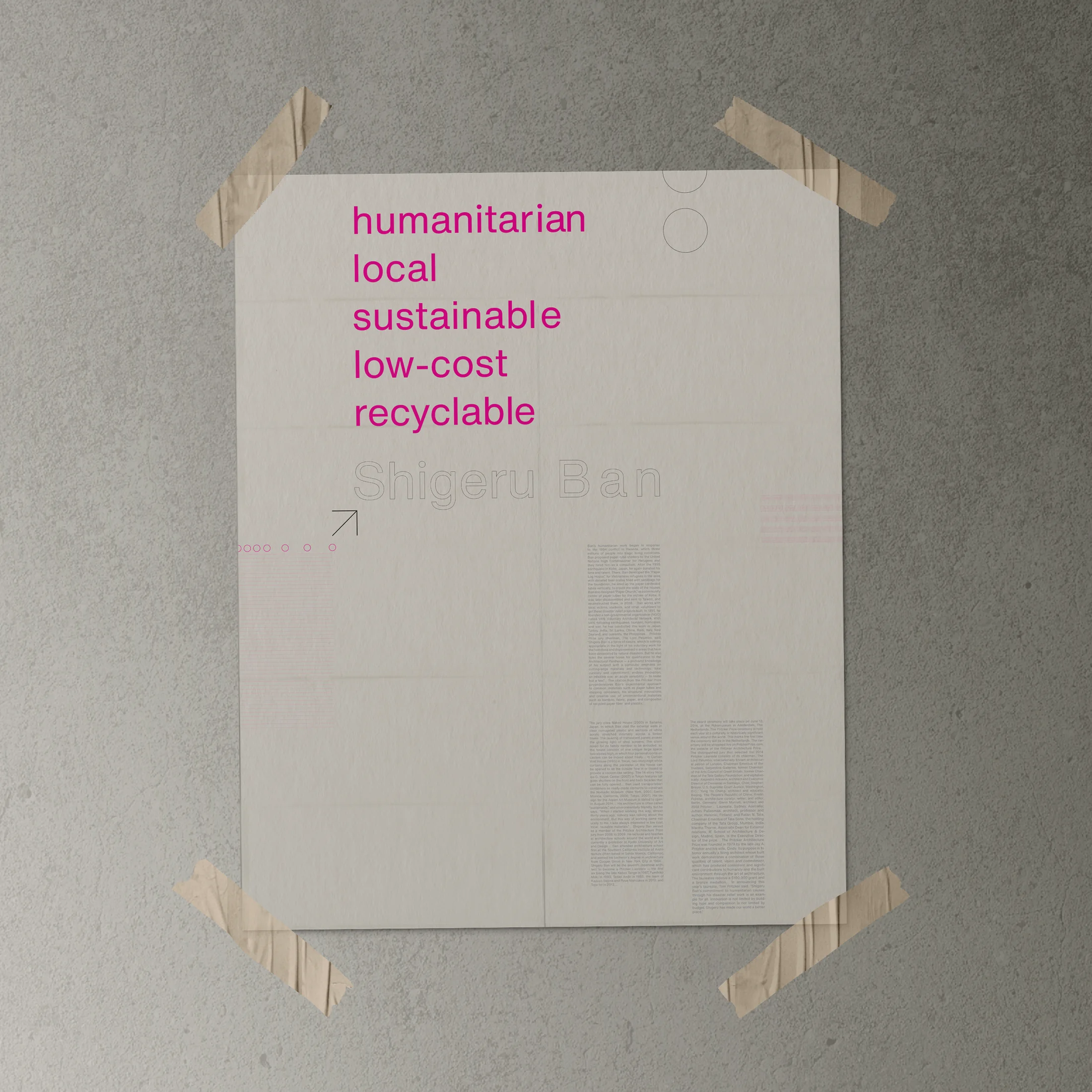 Paper Palaces poster prototype taped to a wall.